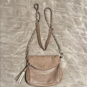 Cream Taupe Colored Crossbody Bag with Zipper